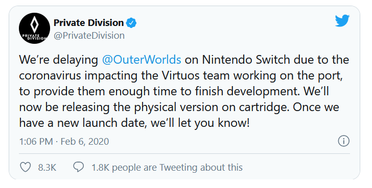 تاخیر بازی The Outer Worlds