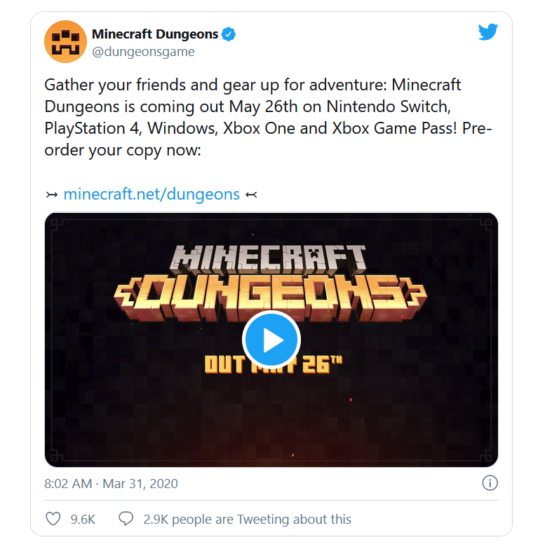 تاخیر بازی Minecraft Dungeons