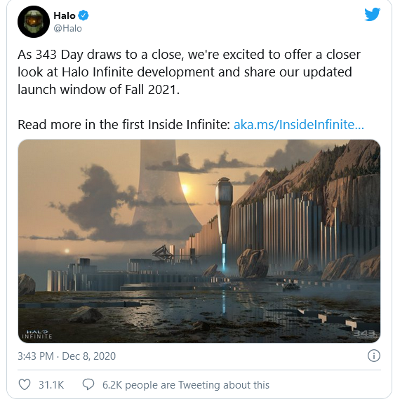 توییت تاریخ عرضه Halo Infinite